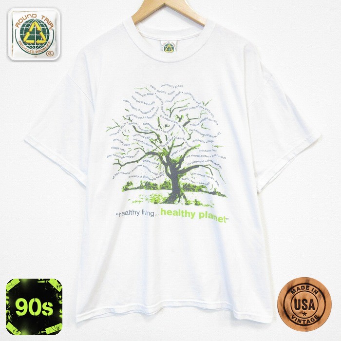 90s 半袖Tシャツ 木 ホワイト メンズXL相当 | 古着
