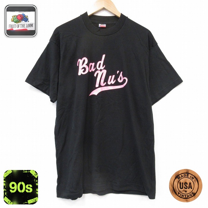 フルーツオブザルーム 90s 半袖Tシャツ Bad ブラック メンズXL相当 | 古着
