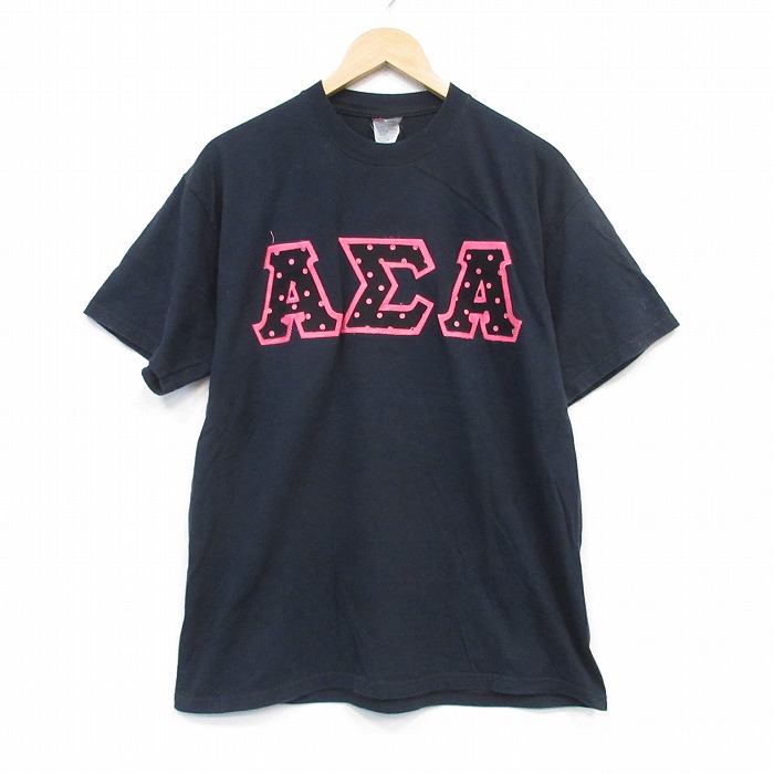 ヘインズ 00s 半袖Tシャツ ギリシャ文字 ブラック メンズL相当 | 古着