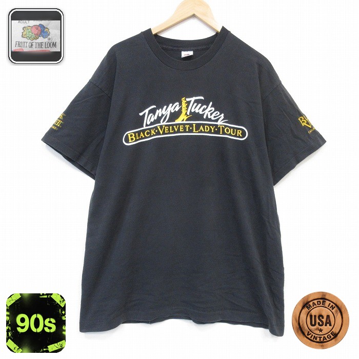 フルーツオブザルーム 90s 半袖Tシャツ ブラックベルベット ブラック メンズXL相当 | 古着