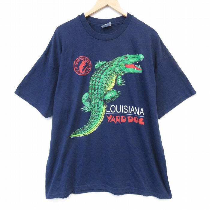ヘインズ 00s 半袖Tシャツ ワニ ネイビー メンズXL相当 | 古着