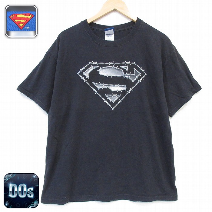 00s 半袖Tシャツ スーパーマン ブラック メンズXL相当 | 古着
