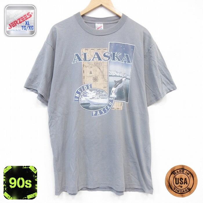 90s 半袖Tシャツ アラスカ グレー メンズXL相当 | 古着