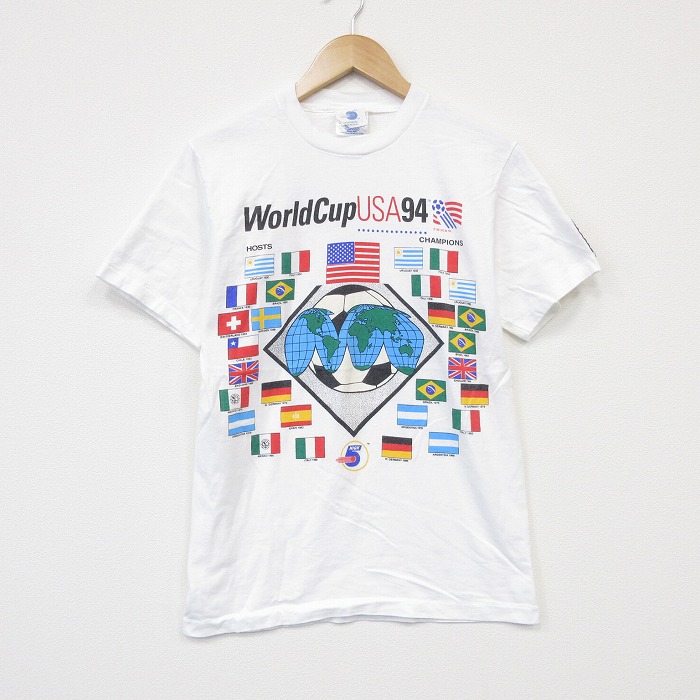 90s 半袖Tシャツ サッカーワールドカップ ホワイト メンズS相当 | 古着