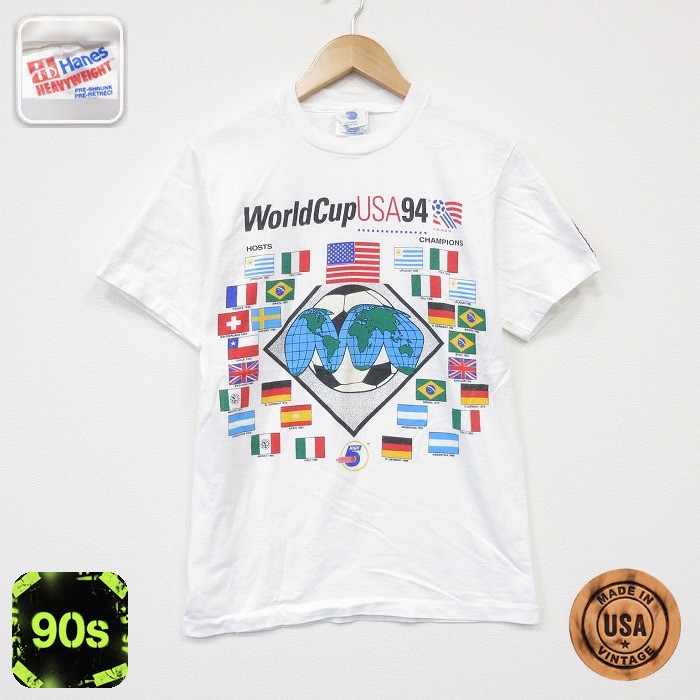 90s 半袖Tシャツ サッカーワールドカップ ホワイト メンズS相当 | 古着