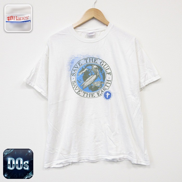 ヘインズ 00s 半袖Tシャツ 鳥 ホワイト メンズL相当 | 古着