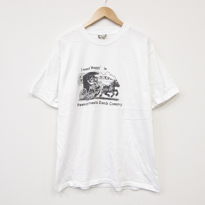 90s 半袖Tシャツ 馬車 ホワイト メンズL相当 | 古着