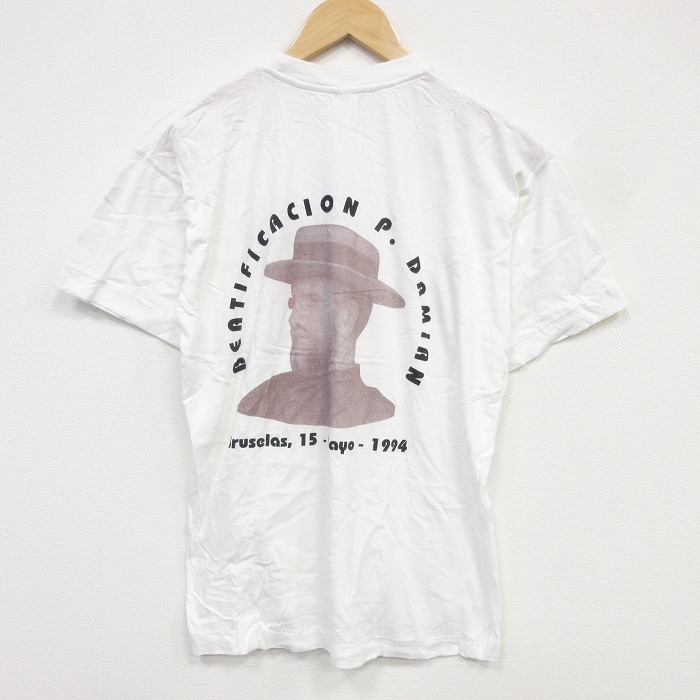 90s 半袖Tシャツ ダミアン神父 ホワイト メンズL相当 | 古着