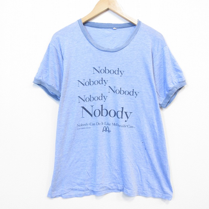 70s 半袖Tシャツ Nobody ブルー メンズL相当 | 古着