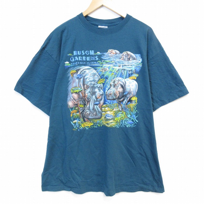 90s 半袖Tシャツ カバ グリーン メンズXL相当 | 古着