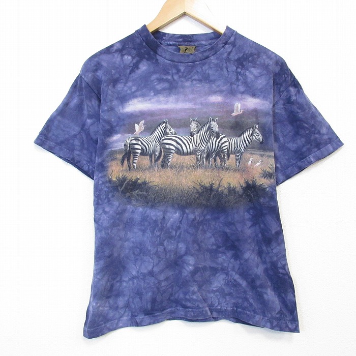 00s 半袖Tシャツ シマウマ パープルタイダイ メンズL相当 | 古着