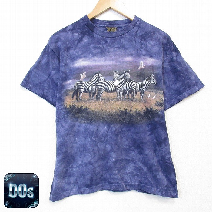 00s 半袖Tシャツ シマウマ パープルタイダイ メンズL相当 | 古着