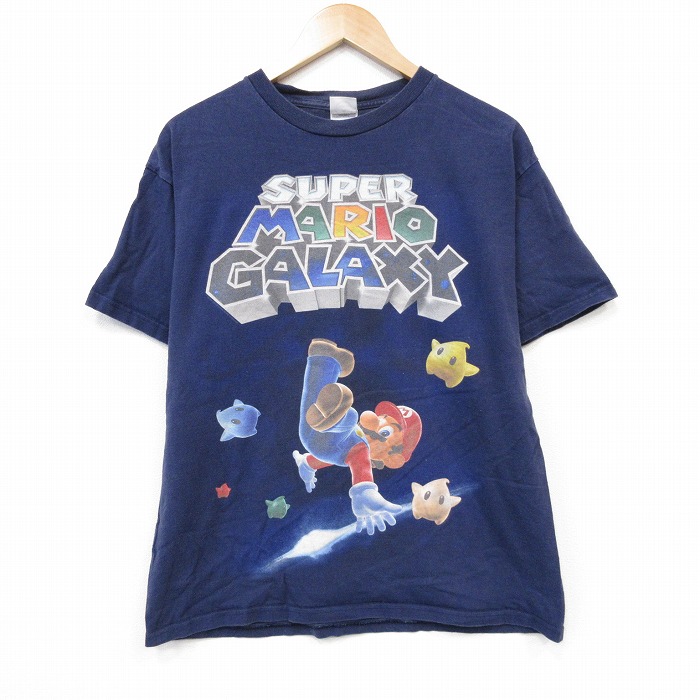 00s 半袖Tシャツ スーパーマリオギャラクシー ネイビー メンズL相当 | 古着
