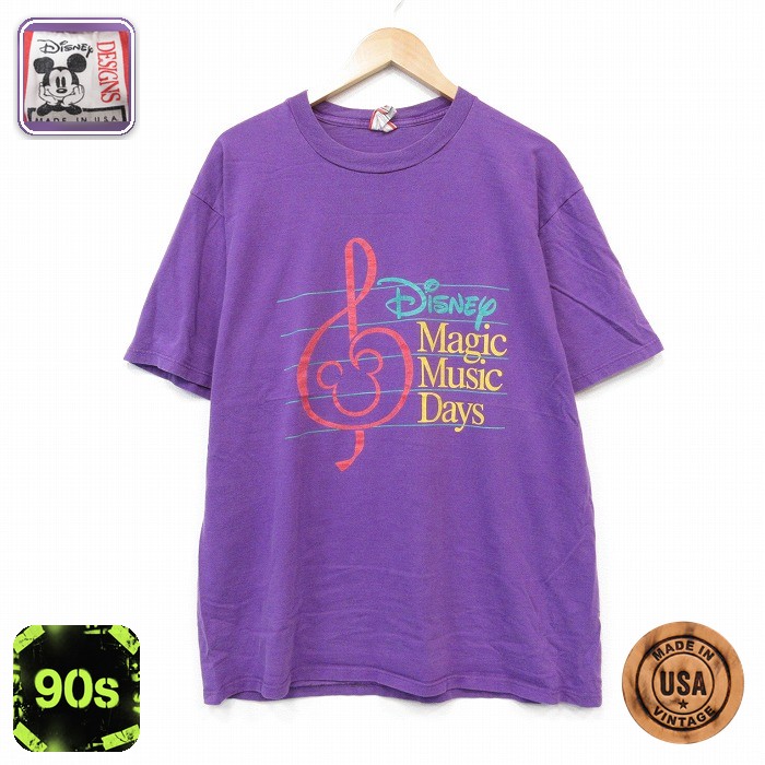 ディズニー 90s 半袖Tシャツ Magic Music Days パープル メンズXL相当 | 古着