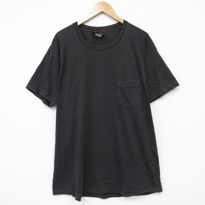 90s 半袖Tシャツ 胸ポケット付き ブラック メンズXL相当 | 古着
