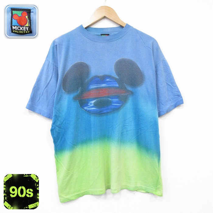 ディズニー 90s 半袖Tシャツ タイダイ ライトブルー メンズXL相当 | 古着