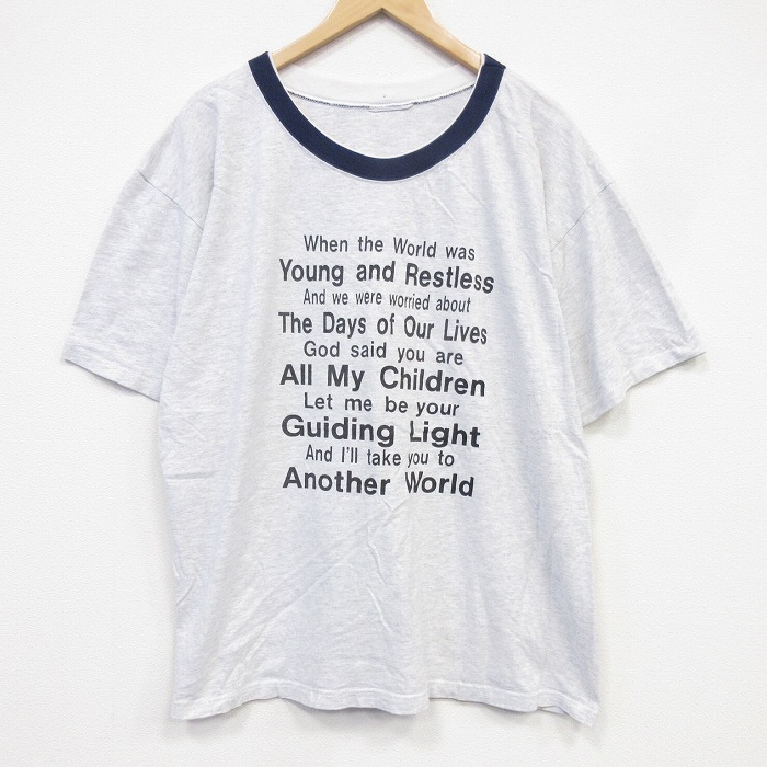 00s 半袖Tシャツ メッセージ グレー XL | 古着 26aug28
