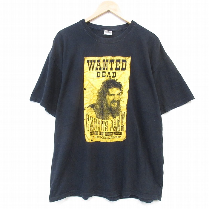 ワールドプロレスリング 90s 半袖Tシャツ カクタスジャック ブラック XL | 古着 26aug28