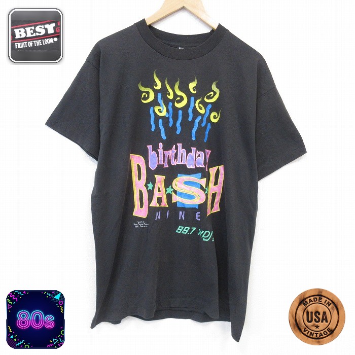 スクリーンスターズ 80s 半袖Tシャツ BASH ブラック メンズXL相当 | 古着