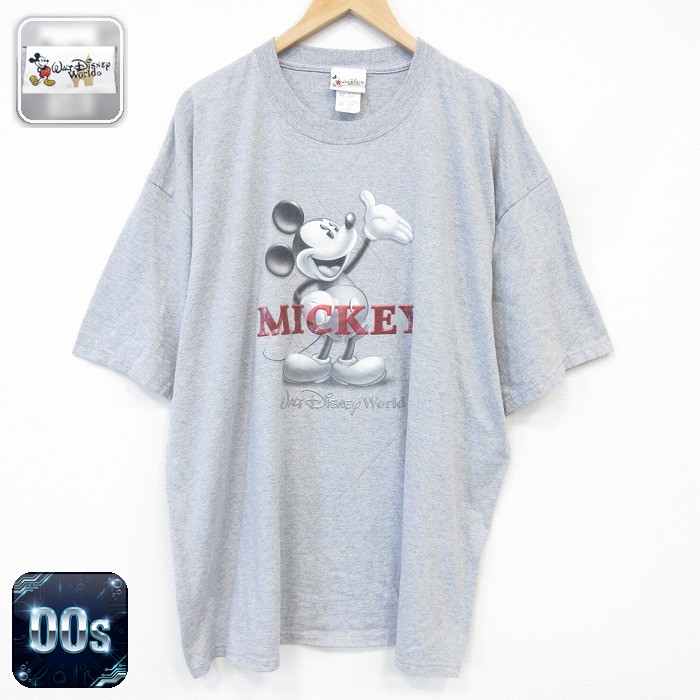 00s 半袖Tシャツ ディズニー ミッキー グレー メンズXL相当 | 古着