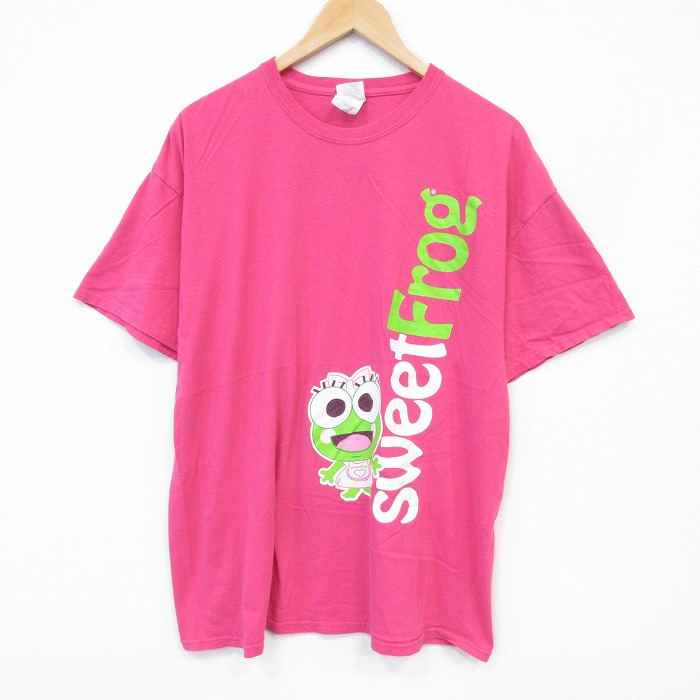 半袖Tシャツ カエル ピンク メンズXL相当 | 古着