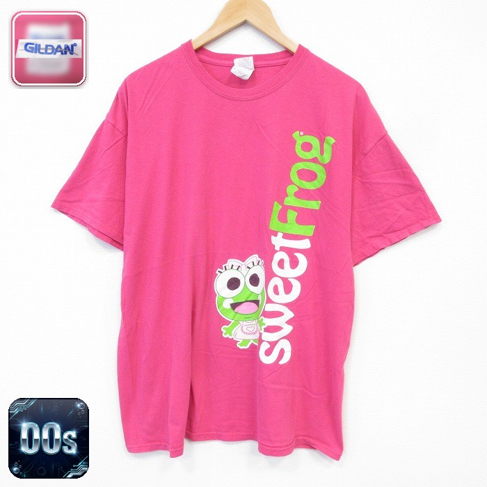 半袖Tシャツ カエル ピンク メンズXL相当 | 古着