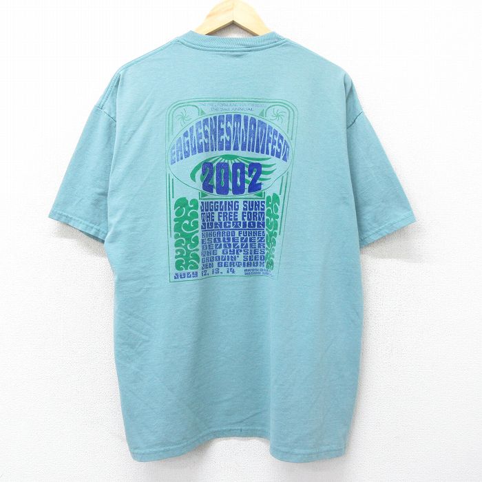 XL★古着 ジャージーズ 半袖 ビンテージ バンド Tシャツ メンズ00年代 00s イーグルスネストジャムフェスト 大きいサイズ クルーネック 薄緑系 グリーン 霜降り 24mar11 中古 メンズ