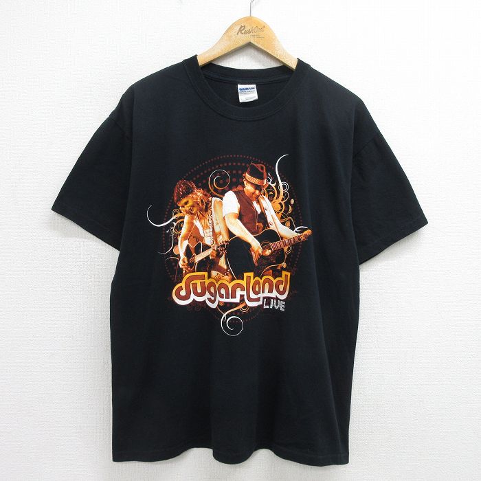 XL★古着 半袖 ビンテージ ロック バンド Tシャツ メンズ 00年代 00s シュガーランド コットン クルーネック 黒 ブラック 24jul24 中古