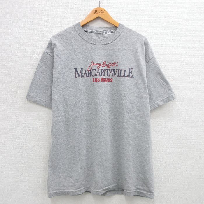 XL★古着 半袖 ビンテージ ロック バンド Tシャツ メンズ 00年代 00s ジミーバフェット ラスベガス クルーネック グレー 霜降り 24aug01 中古