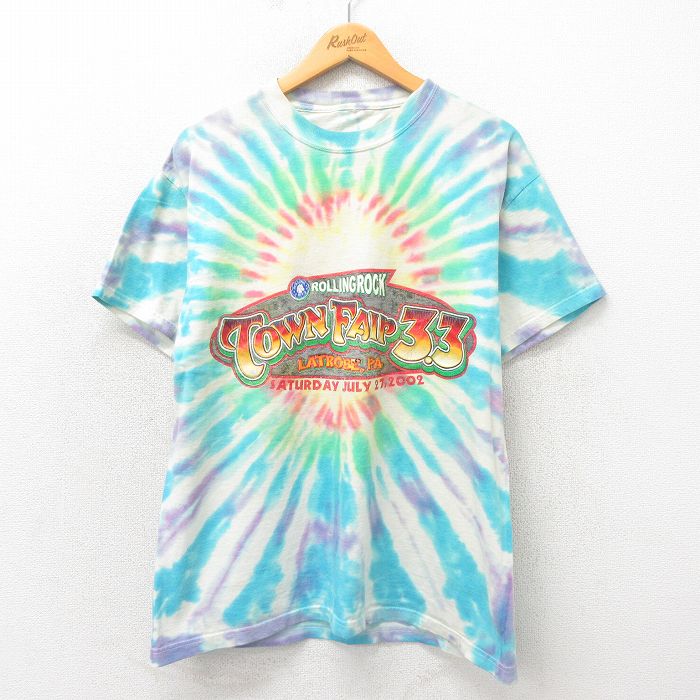 L★古着 半袖 ビンテージ ロック バンド Tシャツ メンズ 00年代 00s コッドスマック セブンダスト クルーネック 薄紺他 ネイビー タイダイ 【spe】 25may12 中古