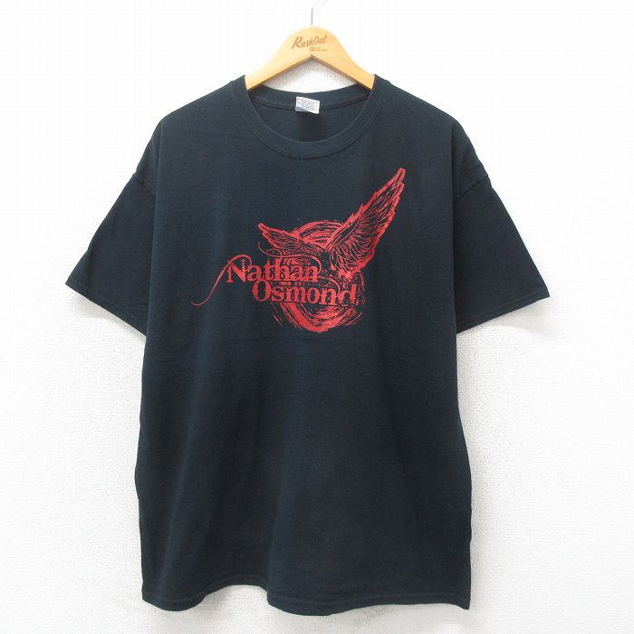 【50%OFF】XL★古着 半袖 ビンテージ ロック バンド Tシャツ メンズ 00年代 00s ネイサンオズモンド コットン クルーネック 黒 ブラック 25may12 中古