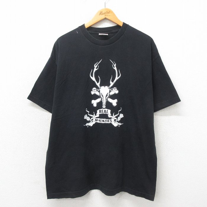 XL★古着 半袖 ビンテージ ロック バンド Tシャツ メンズ 00年代 00s ザリアルマッケンジー コットン クルーネック 黒 ブラック 25may12 中古