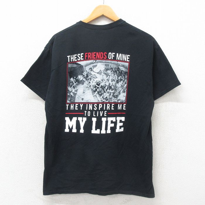 L★古着 半袖 ビンテージ ロック バンド Tシャツ メンズ 00年代 00s ゴーストシップ コットン クルーネック 黒 ブラック 25may12 中古