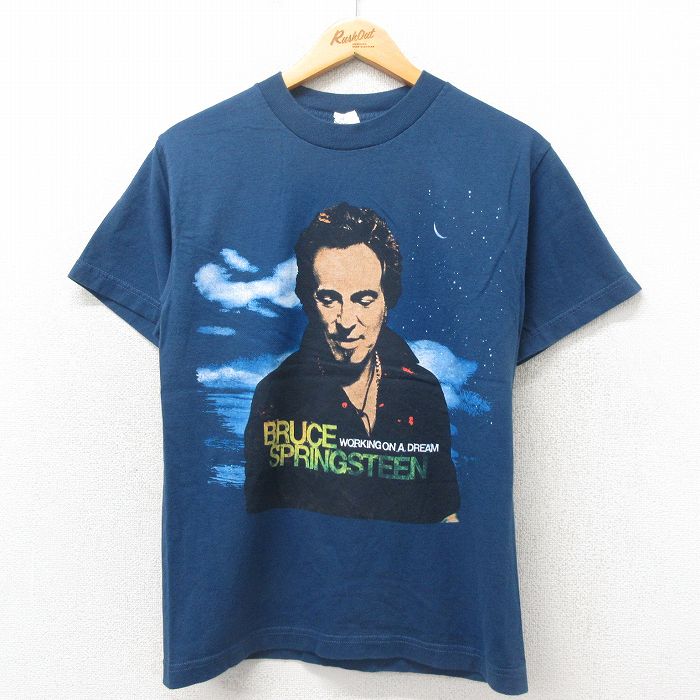 【20%OFF】S★古着 半袖 ビンテージ ロック バンド Tシャツ メンズ 00年代 00s ブルーススプリングスティーン コットン クルーネック 紺 ネイビー 25may12 中古
