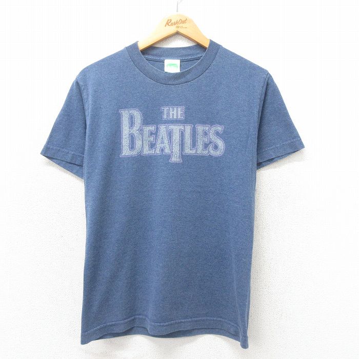 【20%OFF】S★古着 半袖 ビンテージ ロック バンド Tシャツ メンズ 00年代 00s ビートルズ The Beatles クルーネック 紺 ネイビー 霜降り 25may12 中古