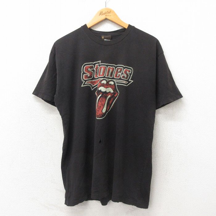 L★古着 半袖 ビンテージ ロック バンド Tシャツ メンズ 00年代 00s ローリングストーンズ The Rolling Stones コットン クルーネック 黒 ブラック 25may24 中古