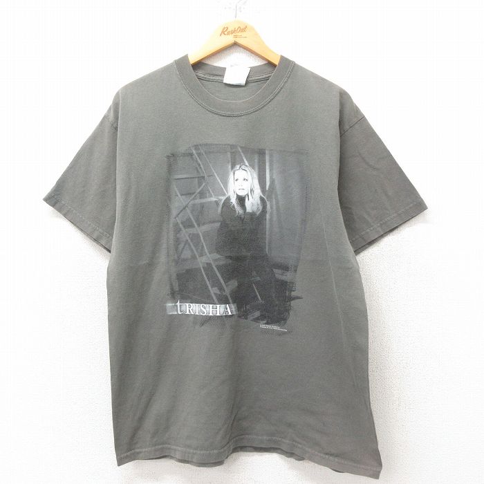 L★古着 半袖 ビンテージ ロック バンド Tシャツ メンズ 00年代 00s トリーシャイヤウッド コットン クルーネック 緑 グリーン 25jun20 中古