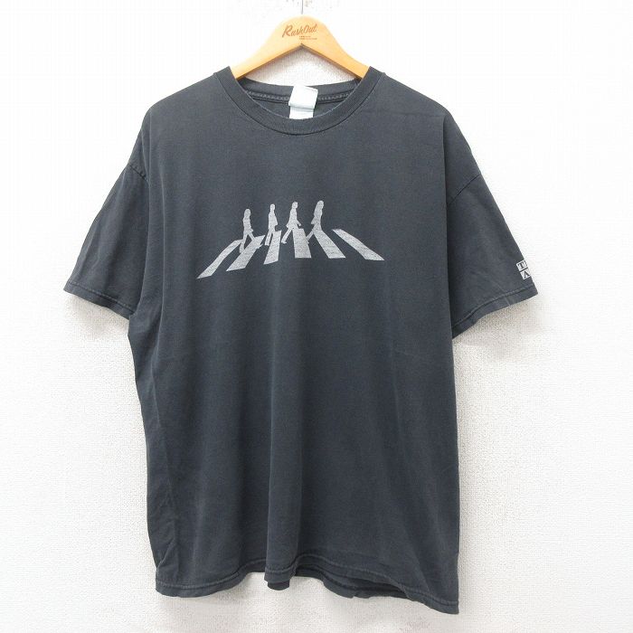 XL★古着 半袖 ビンテージ ロック バンド Tシャツ メンズ 00年代 00s ビートルズ The Beatles 大きいサイズ コットン クルーネック 黒 ブラック 25jun20 中古