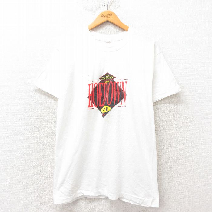 L★古着 フルーツオブザルーム 半袖 ビンテージ ロック バンド Tシャツ メンズ 90年代 90s カントリーミュージック コットン クルーネック USA製 白 ホワイト 25jun20 中古