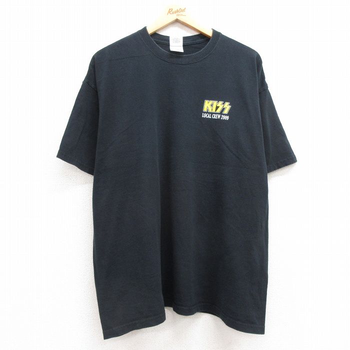XL★古着 半袖 ビンテージ ロック バンド Tシャツ メンズ 00年代 00s キッス KISS 大きいサイズ コットン クルーネック 黒 ブラック 25jul10 中古