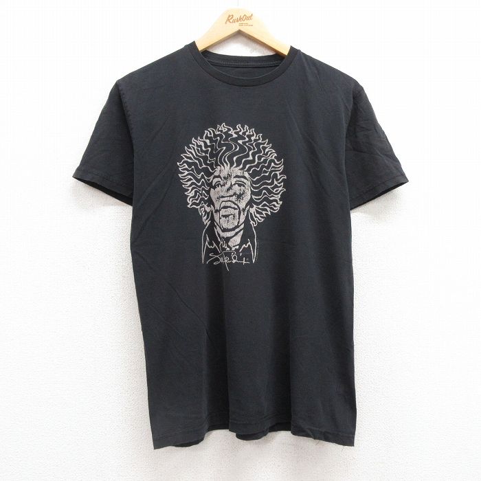 M★古着 半袖 ビンテージ ロック バンド Tシャツ メンズ 00年代 00s ジミヘンドリック クルーネック 黒 ブラック 25jul10 中古