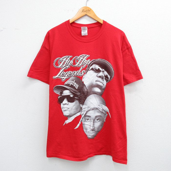 XL★古着 半袖 ビンテージ ヒップホップ ラップ Tシャツ メンズ 00年代 00s トゥパック 2パック ノトーリアスBIG コットン クルーネック 赤 レッド 25jul30 中古