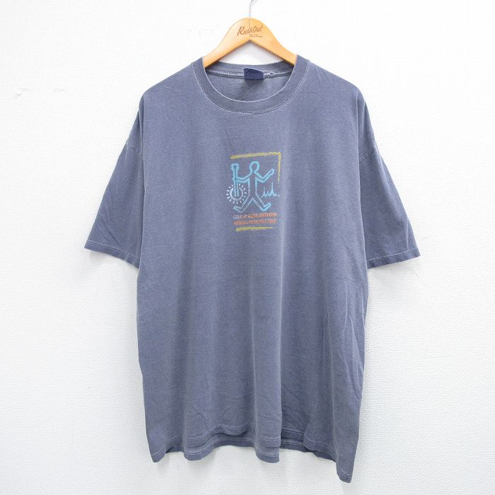 XL★古着 半袖 ビンテージ ロック バンド Tシャツ メンズ 00年代 00s グレートブルーヘロンミュージック フェス 大きいサイズ コットン クルーネック グレー系 25jul30 中古
