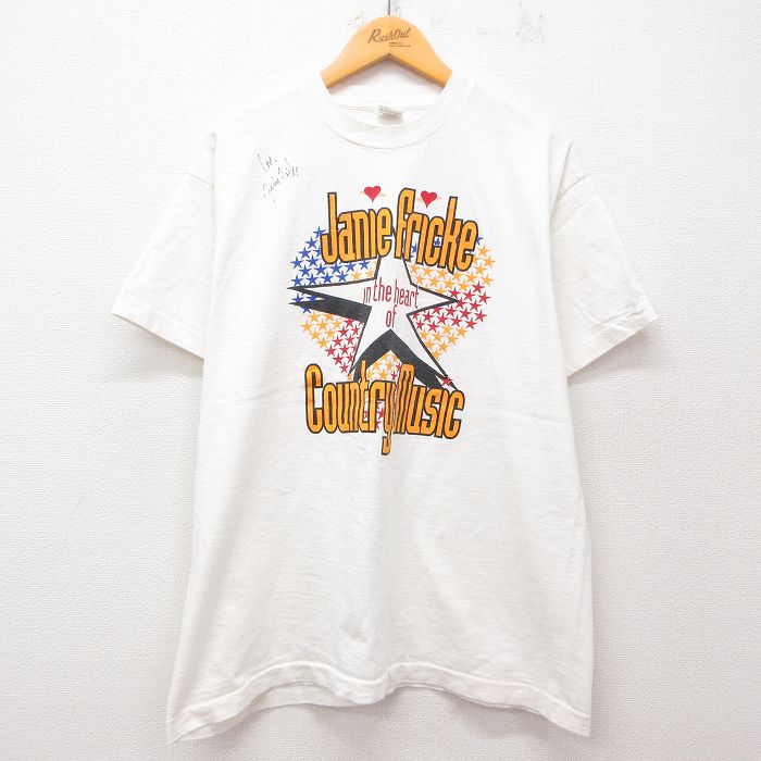 【50%OFF】XL★古着 フルーツオブザルーム 半袖 ビンテージ ロック バンド Tシャツ メンズ 90年代 90s ジェイミーフリッケ サイン入り コットン クルーネック USA製 白 ホワイト 25jul30 中古