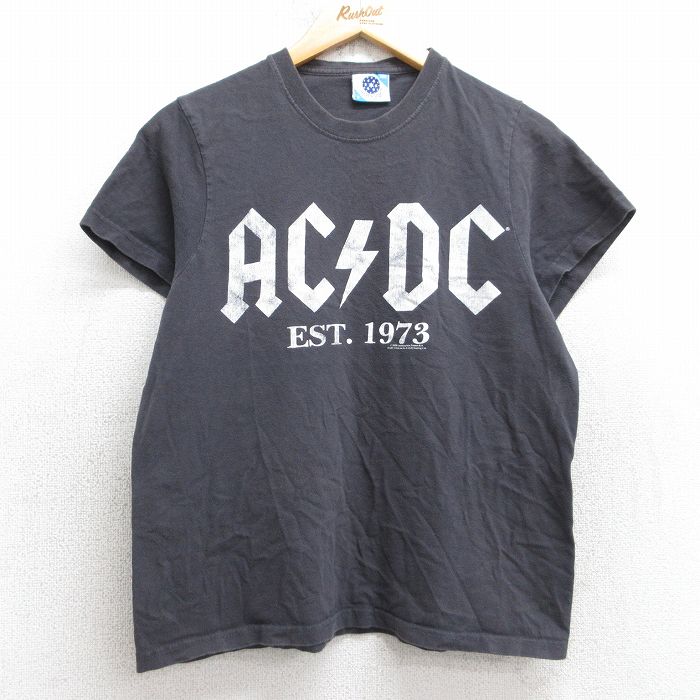 M★古着 半袖 ビンテージ ロック バンド Tシャツ メンズ 00年代 00s AC/DC コットン クルーネック 黒 ブラック 25aug05 中古