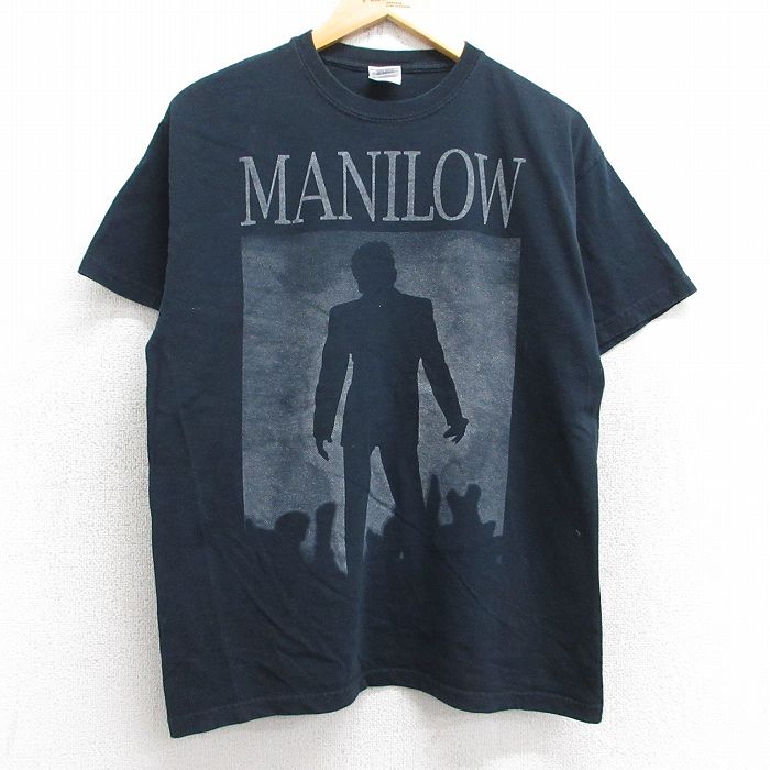 M★古着 半袖 ビンテージ ロック バンド Tシャツ メンズ 00年代 00s バリーマニロウ コットン クルーネック 黒 ブラック 25aug05 中古