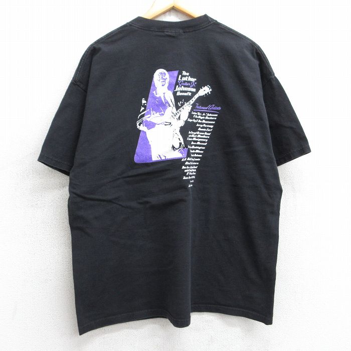 【20%OFF】XL★古着 半袖 ビンテージ ロック バンド Tシャツ メンズ 00年代 00s ルーサーギタージュニアジョンソン コットン クルーネック 黒 ブラック 25aug05 中古