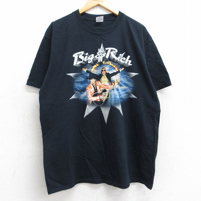 【20%OFF】XL★古着 半袖 ビンテージ ロック バンド Tシャツ メンズ 00年代 00s ビッグ&リッチ コットン クルーネック 黒 ブラック 25aug05 中古
