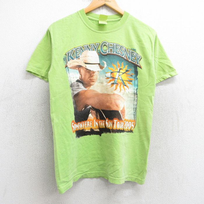 M★古着 半袖 ビンテージ ロック バンド Tシャツ メンズ 00年代 00s ケニーチェズニー コットン クルーネック 黄緑 25aug05 中古