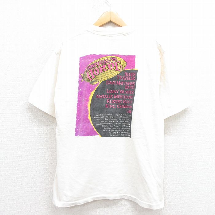 L★古着 半袖 ビンテージ ロック バンド Tシャツ メンズ 90年代 90s レニークラヴィッツ クルーネック 白 ホワイト 【spe】 25aug06 中古